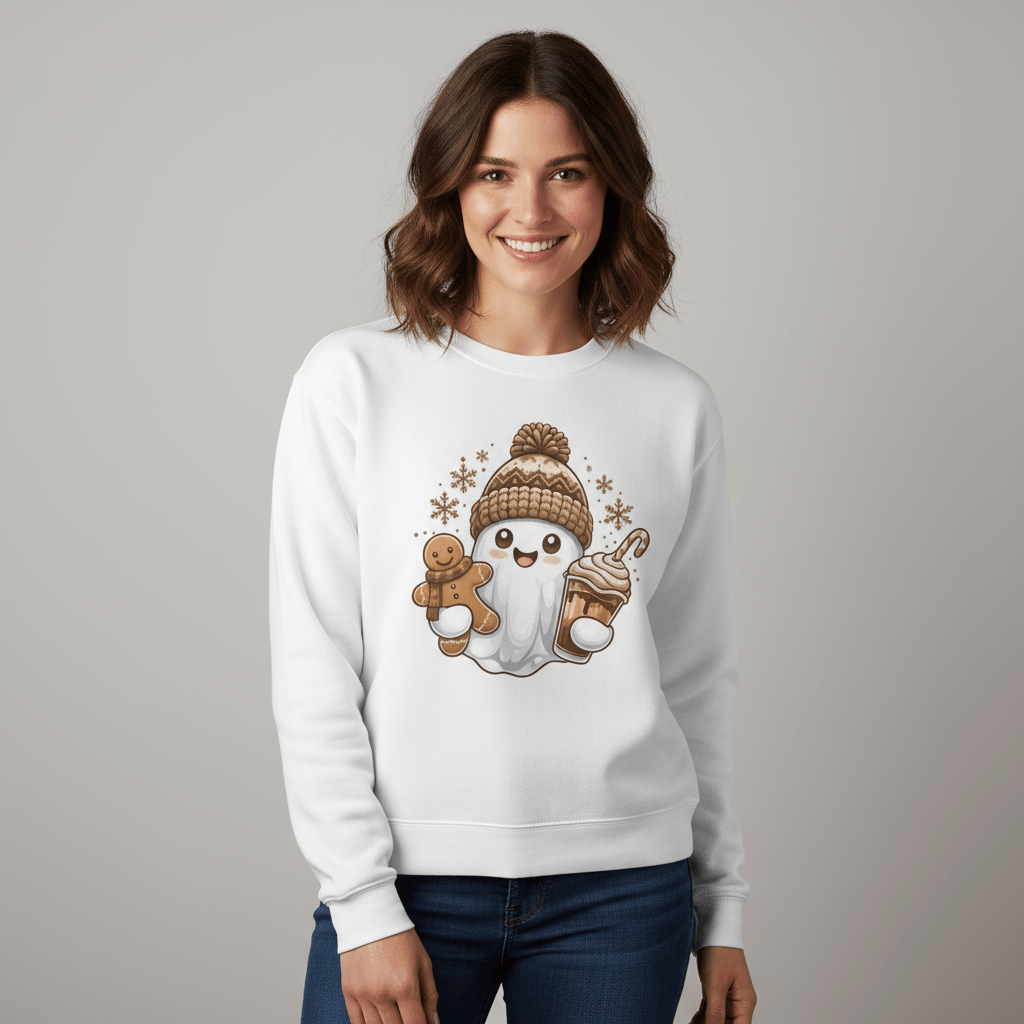 Winter Ghost Mock-Neck Crew Sweatshirt