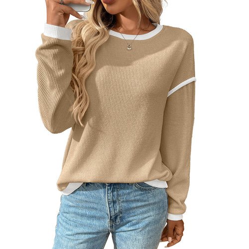 Autumn Winter Women Clothing round Neck Imitation Sweater Long Sleeve