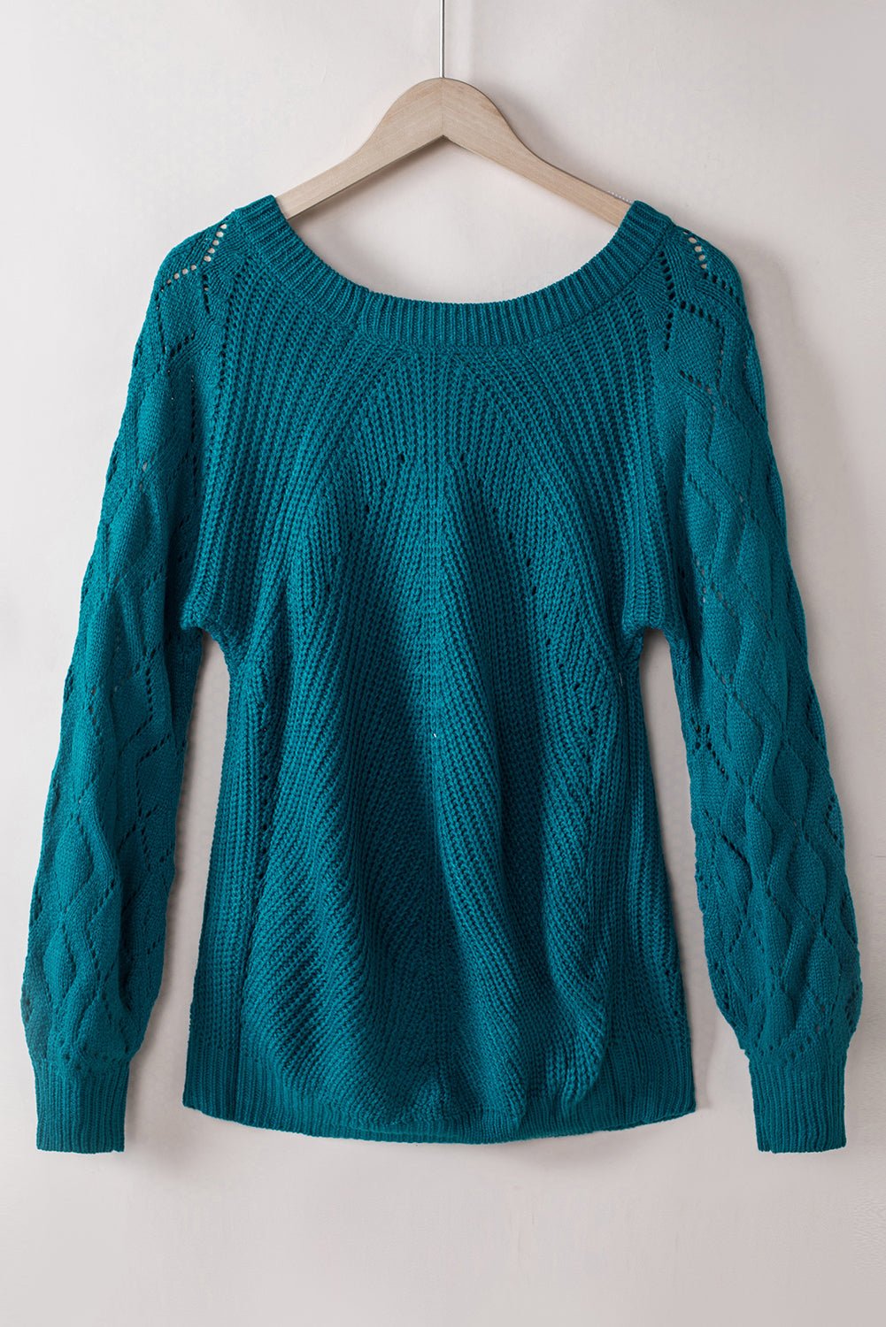 Lia Hollow-out Puffy Sleeve Knit Sweater