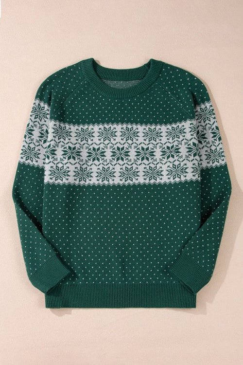 Plus Size Christmas Snowflake Crewneck Sweater