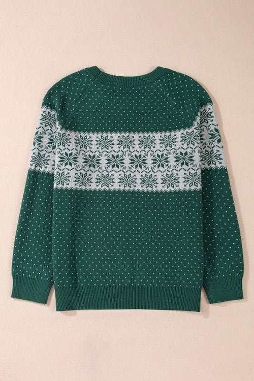 Plus Size Christmas Snowflake Crewneck Sweater